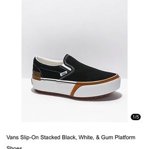 Vans Slip-On Stacked Black, White, & Gum Platform Shoes